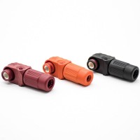 Ip67 High Current 200a Battery Energy Storage Connector 8mm Right Angle Orange Plastic Cable Dc Power Plug